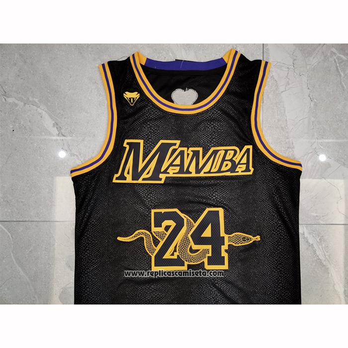 Camiseta Los Angeles Lakers Kobe Bryant #24 Black Mamba Negro